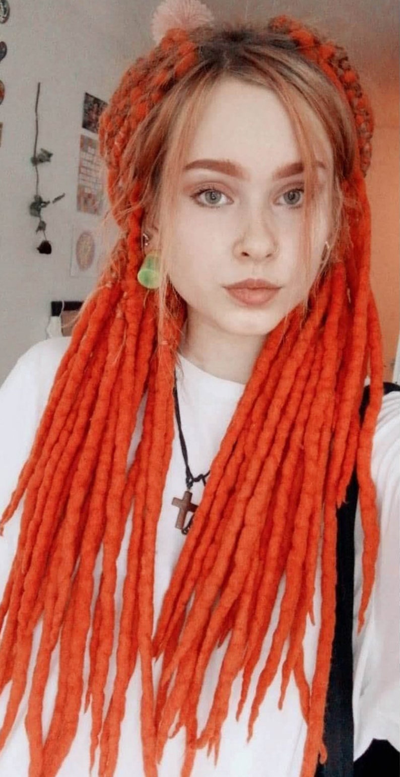 Orange Wool Dreadlocks Ginger Dreads Extensions Double Etsy