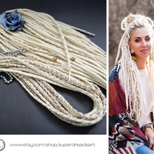 Full Set BLONDE WOOL DREADLOCKS, Braids Extensions, Braided Wedding Dreadlocks, Boho, Gold Dreads with Beads, Double Ended merino woolen de