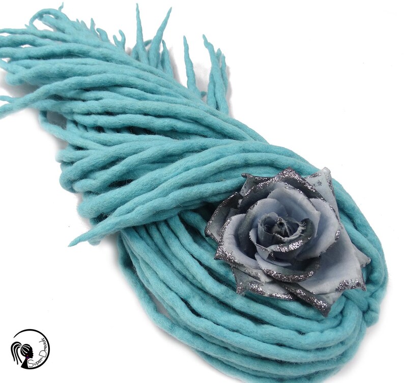 Pastel Light Blue Merino Wool Dreadlocks, Double Ended Dread Extensions ...