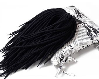 WOOL DREADLOCKS Extensions, Full Set BLACK Double Ended Dreads,Dread falls De Mysterious Black