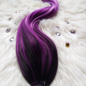 Black Purple Ponytail Hair Extensions, Ombre Hair on Elastic Band, Synthetic Hair Extension on Hairband, Hair Wig, Hair Falls, LILAC QUEEN