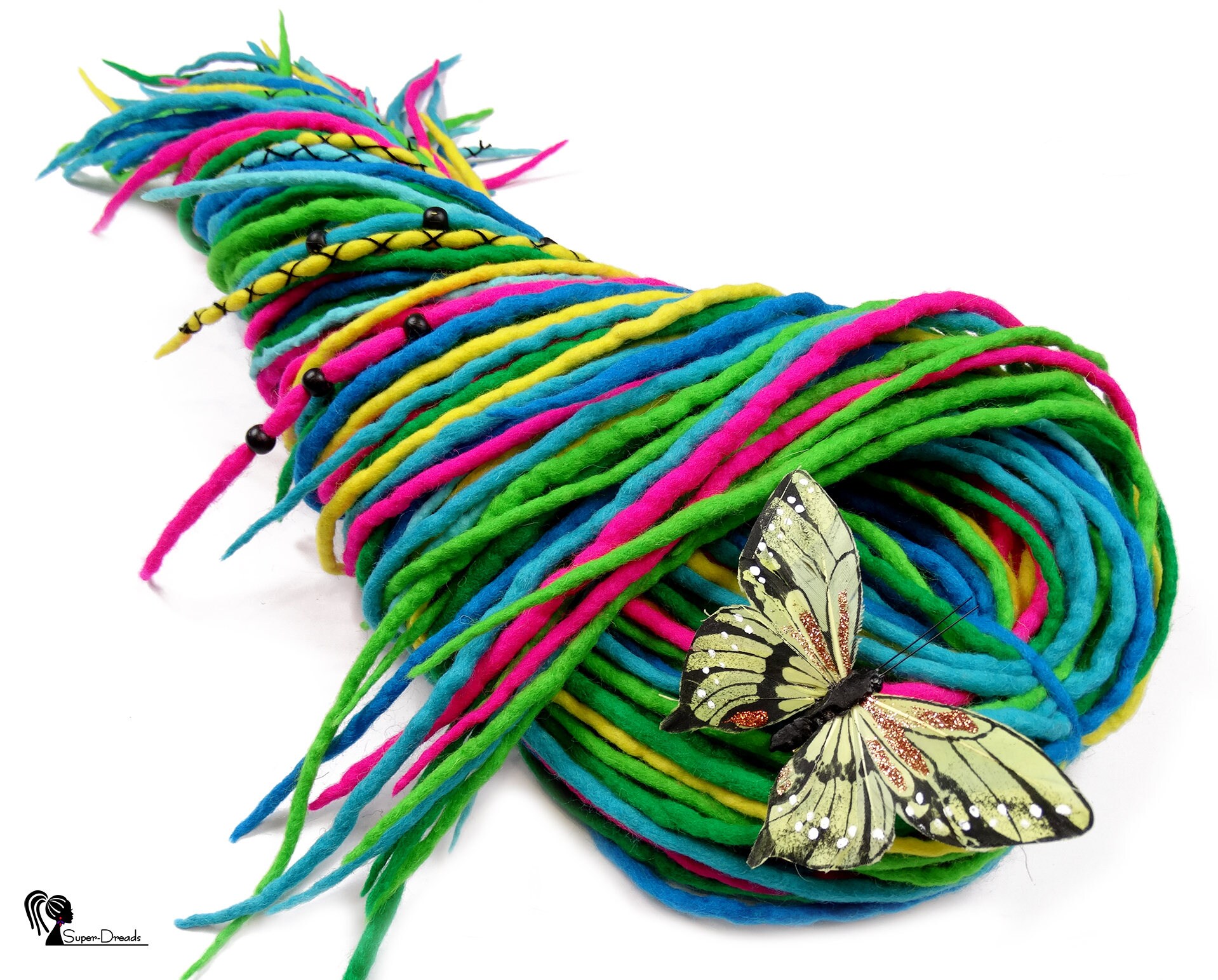 Full Set Rainbow Wool Dreadlocks Colorfull Dreads Extensions Etsy