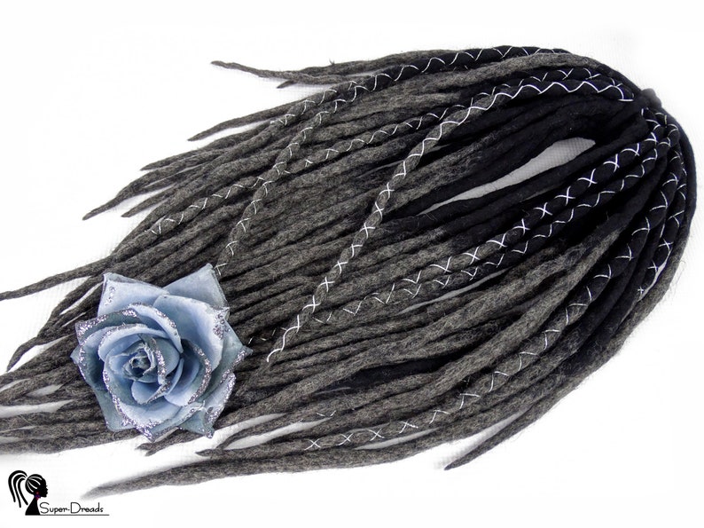 Full Set Black Wool Dreadlocks Grey Ombre Dreads Dreadlocks Etsy