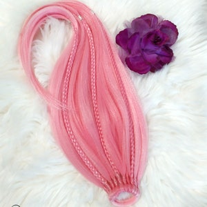 Pink Braided Ponytail Hair Extension: Synthetic Hairband Wig
