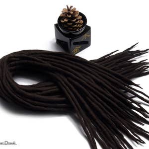 WOOL DREADLOCKS Extensions BROWN, Dreads Extensions, Dark Brown Wool Dreadlocks, Full set woolen Double Ended dreads, De Chocolate velvet image 5