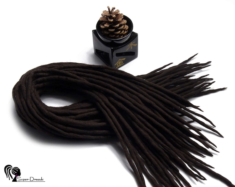 WOOL DREADLOCKS Extensions BROWN, Dreads Extensions, Dark Brown Wool Dreadlocks, Full set woolen Double Ended dreads, De Chocolate velvet image 5