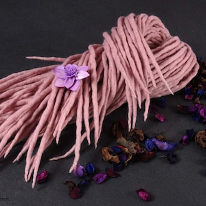Pink Wool Dreadlocks, Light Pink Dreads Extensions, Pastel Pink Dreadlocks, Double Ended, RASPBERRY PUDDING