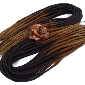 Rastas de lana marrón, rastas ombré de bronce, extensiones de rastas, rastas de color marrón claro y marrón oscuro, de doble punta, FUENTE DE CHOCOLATE