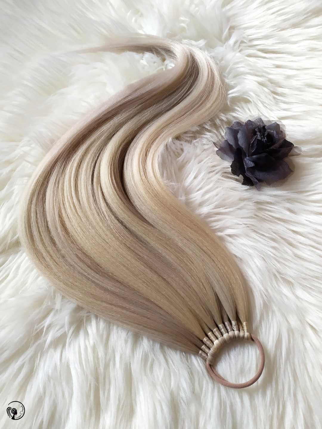 Extensão de rabo de cavalo loiro: aplique de faixa de cabelo