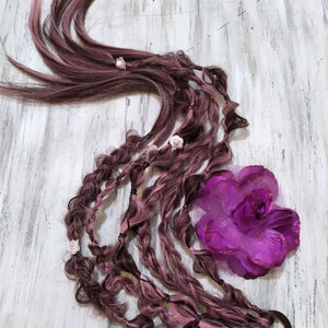 Extensions de tresses brun rose sur serre-tête, dreadlocks sur élastique, tresses synthétiques pour queue de cheval, dreadlocks perruque, chutes de cheveux, roses sales