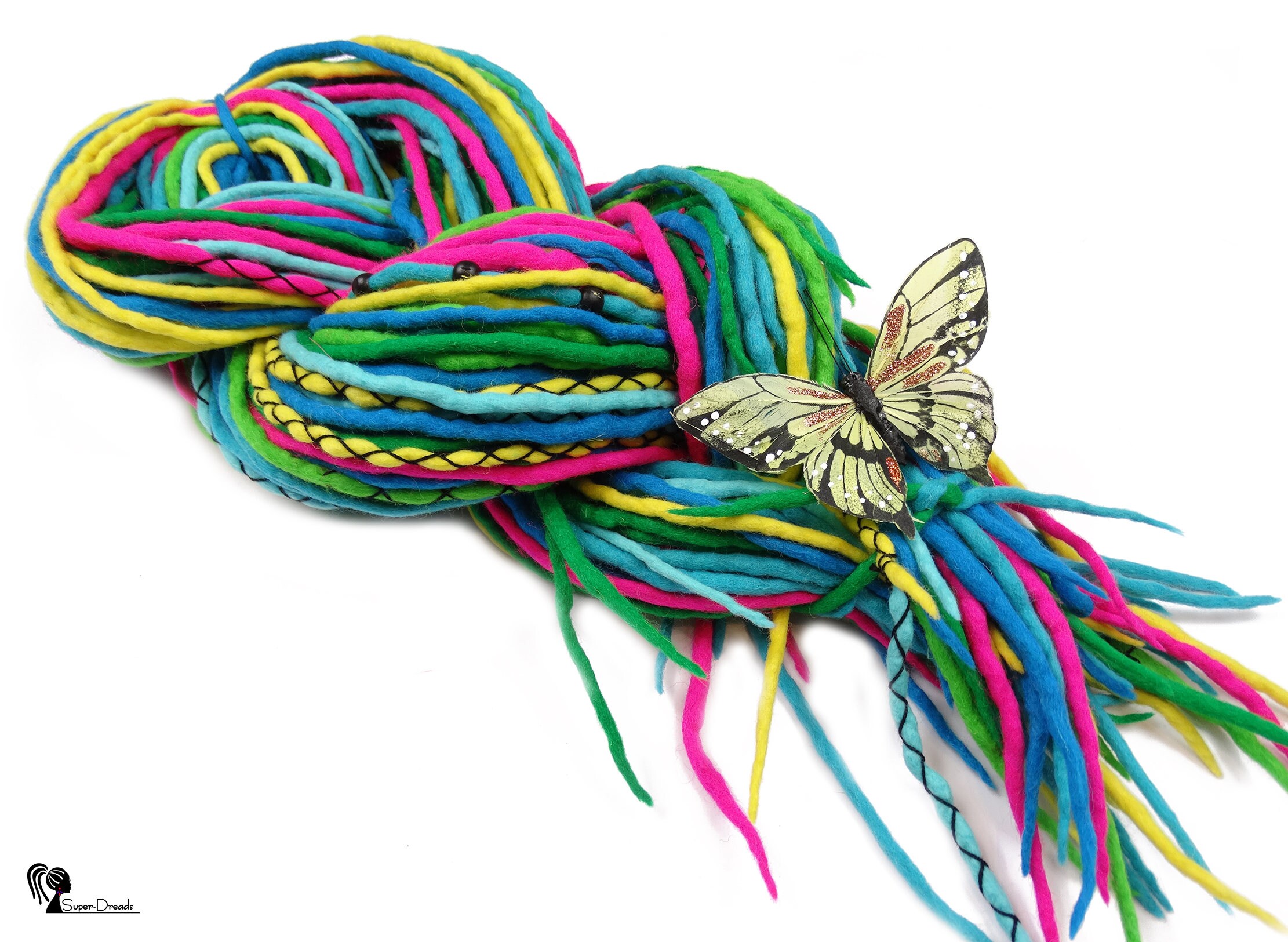 Full Set Rainbow Wool Dreadlocks Colorfull Dreads Extensions Etsy