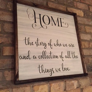 Home. The story of who we are and a collection of all the things we love. Rustic decor. Handmade. Handpainted. Living room decor