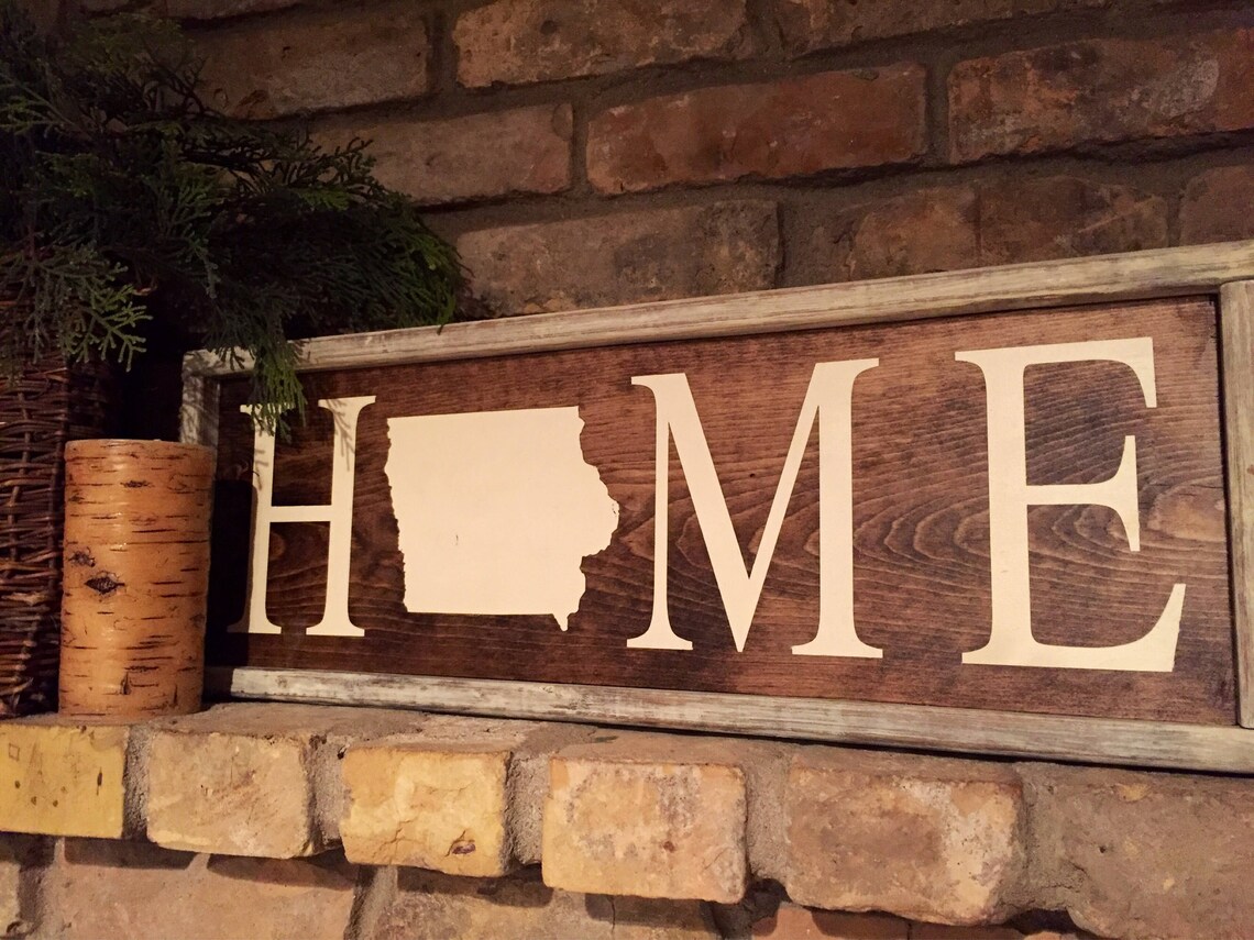 Iowa Home Sign. Rustic. Home Decor. Framed. Hand Painted. - Etsy