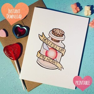 PRINTABLE Zelda Fairy ''You fill up my heart'' cute gamer geeky love valentine card