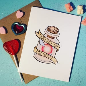 Cute Video Game Legend ''You Fill Up My Heart'' Fairy Bottle Valentine Card