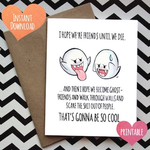 PRINTABLE Cute Super Mario Boo Ghost Best Friend Love Card