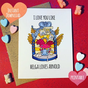 PRINTABLE Hey Arnold! Cute Valentine, Anniversary, Love Card