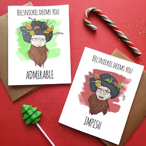 Office Dwight ''Impish or Admirable'' Belsnickel Funny Christmas Cards Double Pack