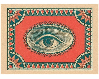 Retro eye design, Vintage All Seeing Eye art print, Eye of Providence, Mystical wall art, Magical eye painting, Esoteric, Gnostic, Masonic