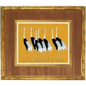 Japanese crane painting art print, Flock of Red-crowned cranes, Vintage Japanese wall art, Antique Asian wall art, Bird painting, Birds art