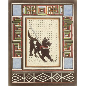 Cave Canem art print, Beware of Dog poster, Ancient dog, Pompeii mosaic, Antique dog painting, Vintage dog wall art, Labyrinth, Dog lover
