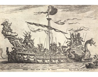 Dragon ship art print, Adventure fantasy art, Knights, Nautical poster, Art for boys room, Vintage nautical art, Renaissance naval ship