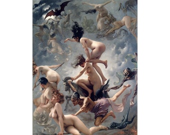 Naked Woman Witch Casting Magick Spell Art Nude Sorceress 8.5x11/" Photo Print