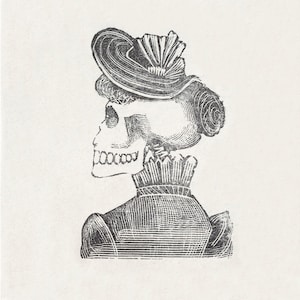 José Guadalupe Posada art print, Memento Mori skull portrait, Skeleton wall art, Calavera, Day of the Dead, Mexican Folk art, Skull painting