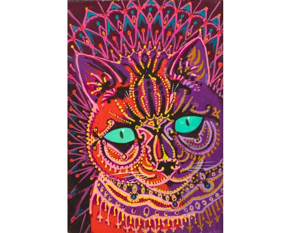 Kaleidoscope Cat Louis Wain Art Print Outsider Art Art 