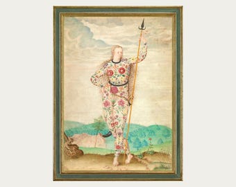 Tattooed lady art print, Celtic warrior woman, Tattoo art, Antique oil painting portrait, Vintage, Scottish, Tribal, Goddess, Amazon