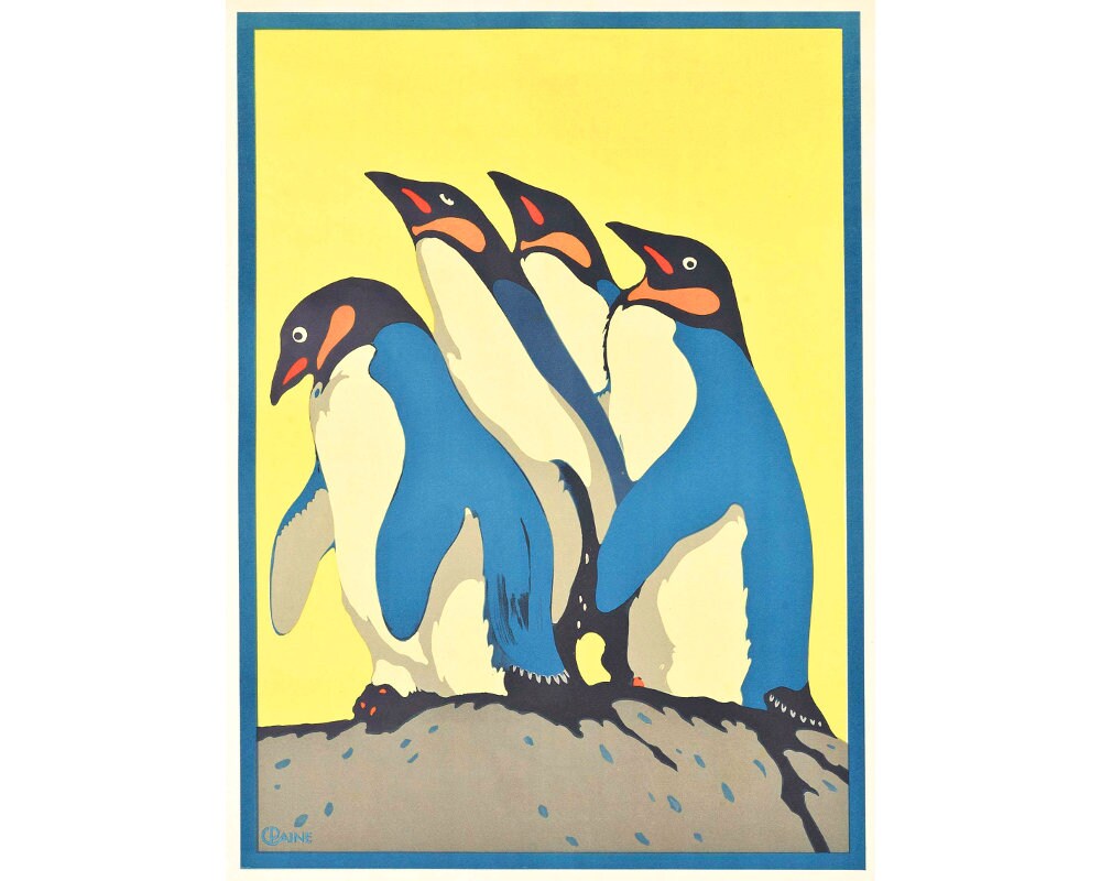 砂絵 ペンギン 絵画 アート作品 ペンギンのアートプリント、チャールズ・ペイン、ペンギンの絵画