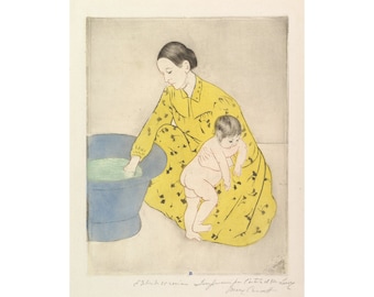 The Bath, Mary Cassatt art print, Mother and child painting, Vintage nursery wall art, Motherhood, Baby bathroom art, Antique woman portrait