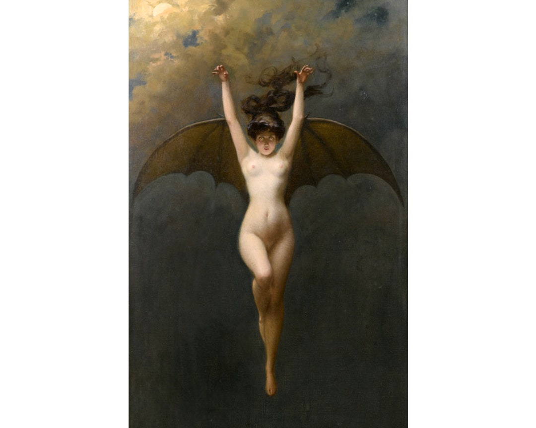 The Bat Woman Art Print Albert Joseph Penot Antique Nude image