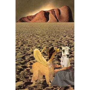 Surreal collage art print, Original artwork, Surrealism, Dystopian landscape, Environmental art, Strange art, Creatures, Future art, Sci Fi