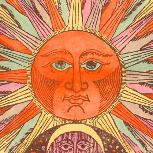 Vintage Sun And Moon Art Print Antique Sun Face Painting Etsy