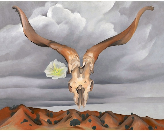 Georgia O'keeffe Art Print, Ram's Head With White Hollyhock and