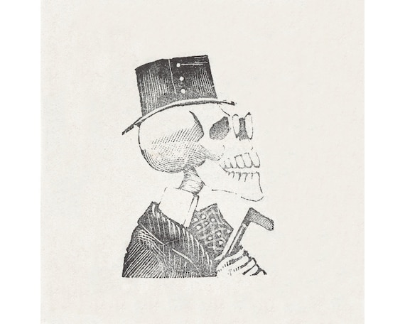 José Guadalupe Posada print, Skeleton wall art, Calavera, Memento Mori skull portrait, Day of the Dead, Mexican Folk art, Skull painting