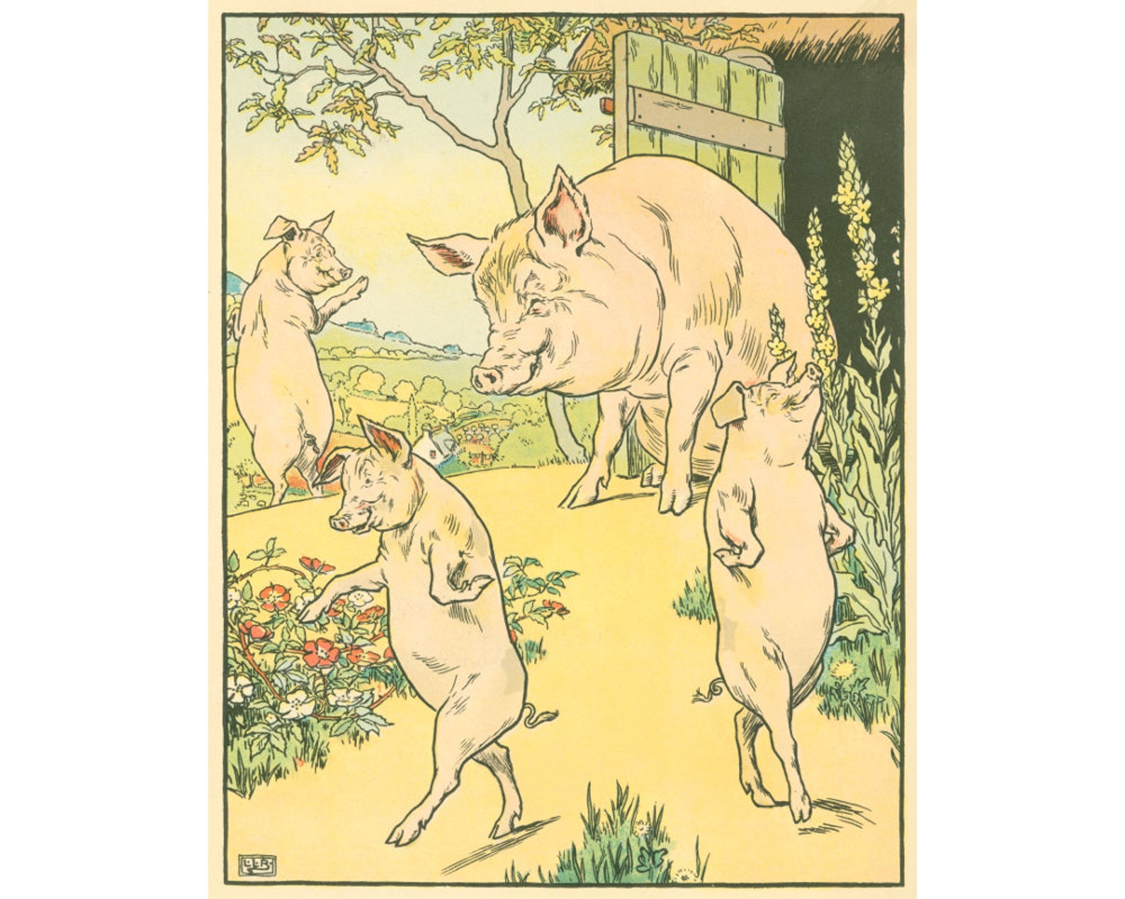 Three Little Pigs Art Print, Nursery Wall Art, Art for Kids, Children's ...