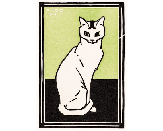 Impression D Art De Chat Blanc De Cru Art De Mur De Chat Etsy