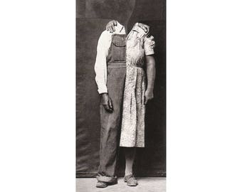 Contemporary surreal collage art, Black and white portrait, Couple, Relationship, Man and woman, Strange creature, Surrealism, People art