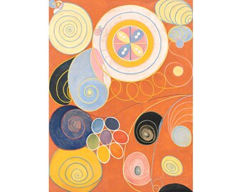 Hilma af Klint art print, The Ten Largest No. 3 Childhood, Mystical wall art, Modern abstract painting, Feminist art, Colorful art, Spirals