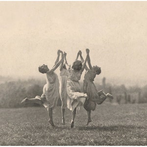 Four women dancing vintage photograph print, Vintage woman photography art, Mary Wigman dancers, Monte Verita dance, Feminist wall art