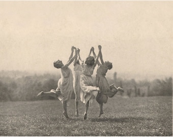 Four women dancing vintage photograph print, Vintage woman photography art, Mary Wigman dancers, Monte Verita dance, Feminist wall art