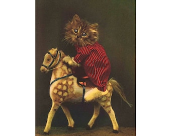 Vintage kitten photograph, Harry Whittier Frees, The Little Folks of Animal Land, Antique animal photo, Kitsch cat art, Anthropomorphic cat