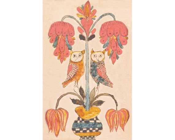 FLORK ART PRIMITIVE PINEAPPLE HOUSE BIRDS WALLPAPER BORDER NEW ARRIVAL FLOWERS