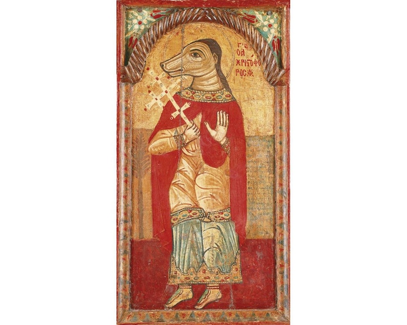 Dog Headed Saint Christopher Art Print, Antique Religious Icon, St ...