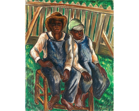 Brothers, Malvin Gray Johnson Painting, Two African American Boys