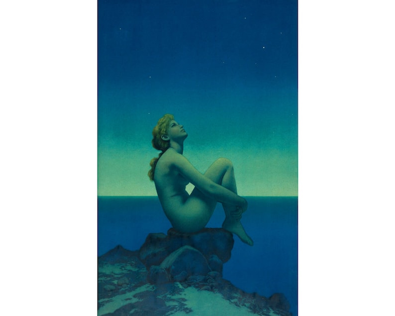 Maxfield Parrish Stars print Antique nude painting Vintage image 0