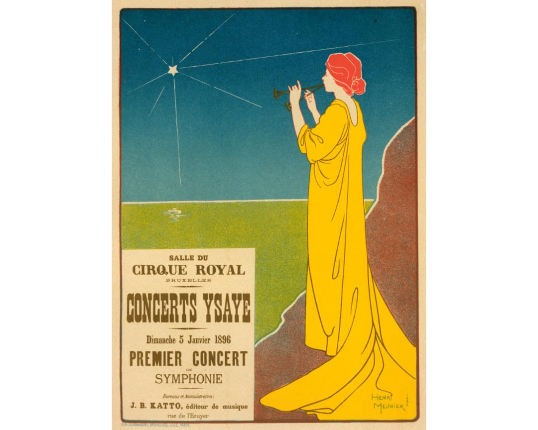 Antique Art Nouveau Poster, Vintage Advertising Poster, Symphony