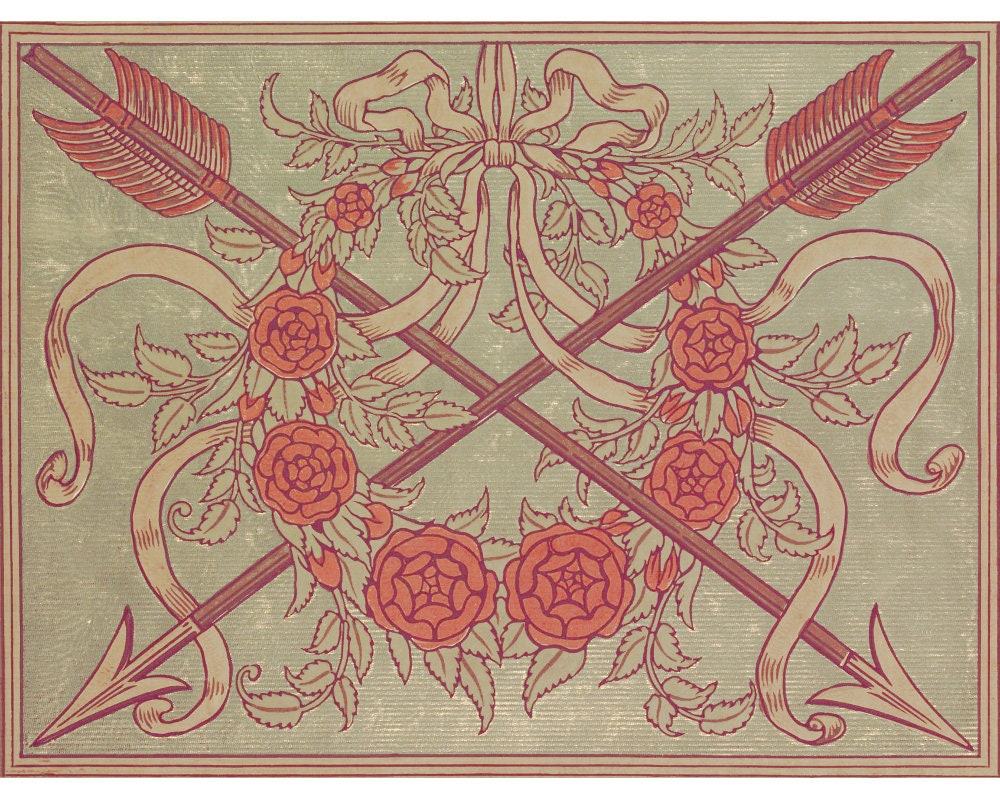 Vintage Arrows Art Print, Antique Walter Crane Art Nouveau Design